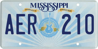 MS license plate AER210