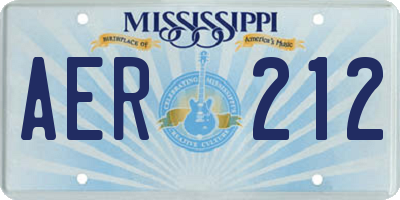 MS license plate AER212