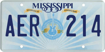 MS license plate AER214