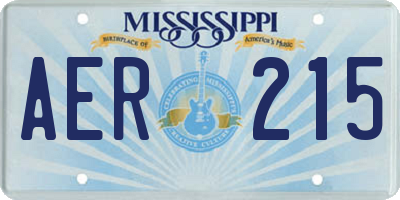 MS license plate AER215