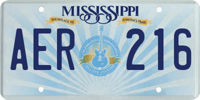 MS license plate AER216