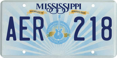 MS license plate AER218