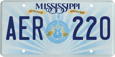 MS license plate AER220