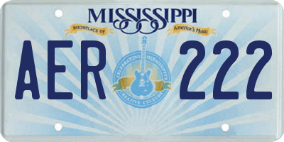 MS license plate AER222