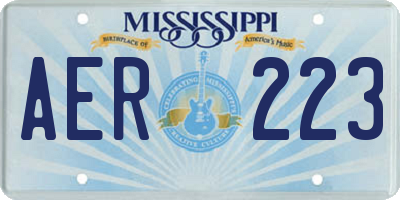 MS license plate AER223