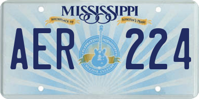 MS license plate AER224