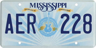 MS license plate AER228