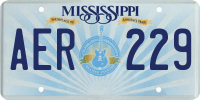 MS license plate AER229