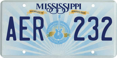 MS license plate AER232