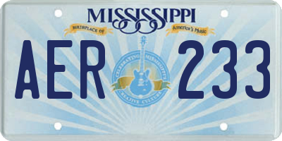 MS license plate AER233
