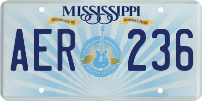 MS license plate AER236