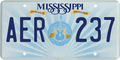MS license plate AER237