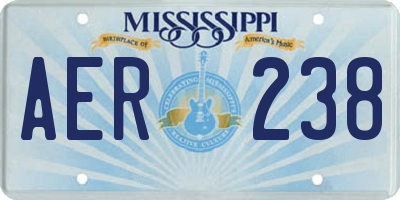 MS license plate AER238