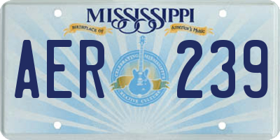 MS license plate AER239