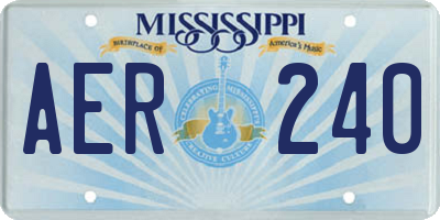 MS license plate AER240