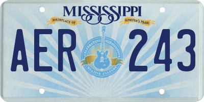 MS license plate AER243