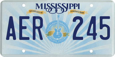 MS license plate AER245