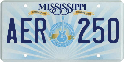 MS license plate AER250