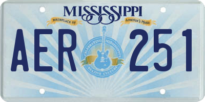 MS license plate AER251
