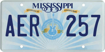 MS license plate AER257
