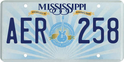 MS license plate AER258