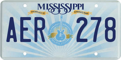 MS license plate AER278
