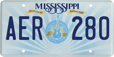 MS license plate AER280
