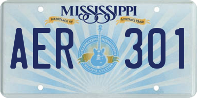 MS license plate AER301