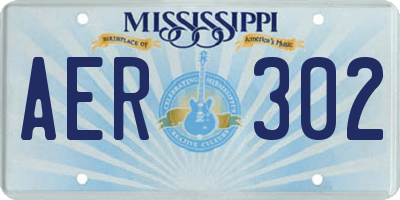 MS license plate AER302