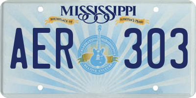 MS license plate AER303