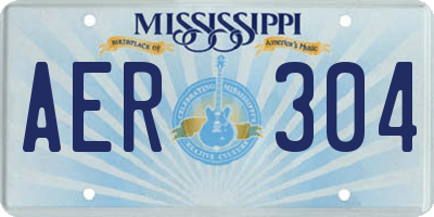 MS license plate AER304
