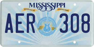MS license plate AER308