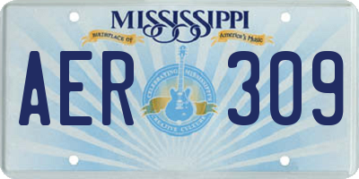 MS license plate AER309