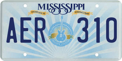 MS license plate AER310