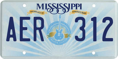 MS license plate AER312