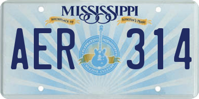 MS license plate AER314