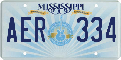 MS license plate AER334