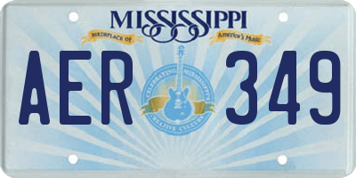 MS license plate AER349
