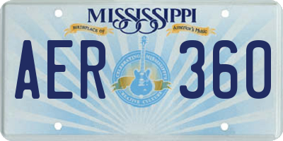 MS license plate AER360