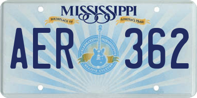 MS license plate AER362