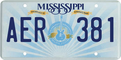 MS license plate AER381