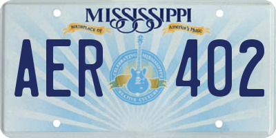 MS license plate AER402