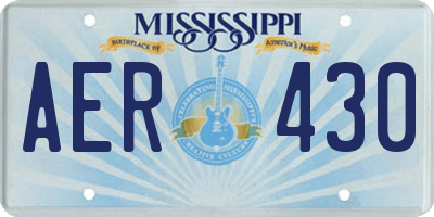 MS license plate AER430