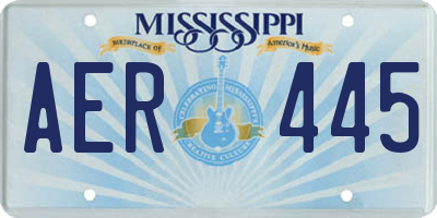 MS license plate AER445
