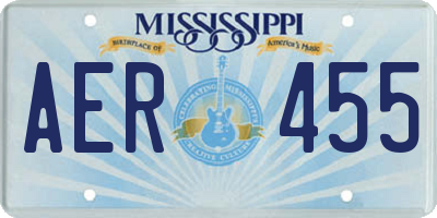 MS license plate AER455
