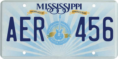 MS license plate AER456