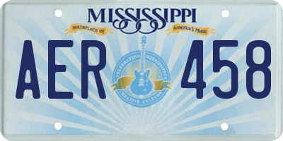 MS license plate AER458