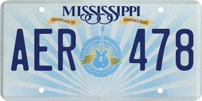 MS license plate AER478