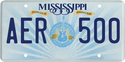 MS license plate AER500