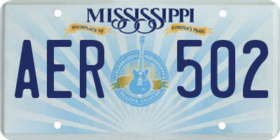 MS license plate AER502